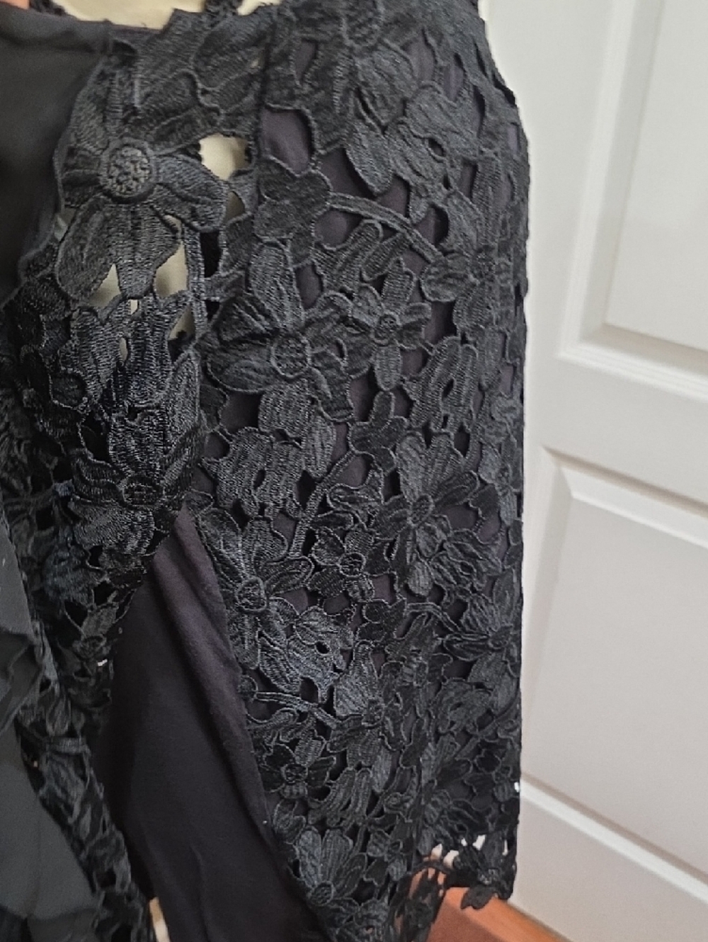 INC International Concepts Black Floral Lace Cold-Shoulder Blouse - Picture 6 of 12